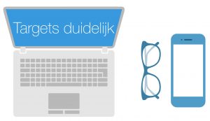 Een computer met de tekst targets duidelijk voor team development