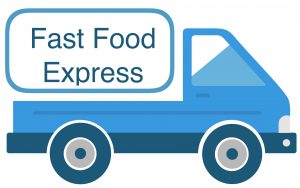 Een auto van de fast food express